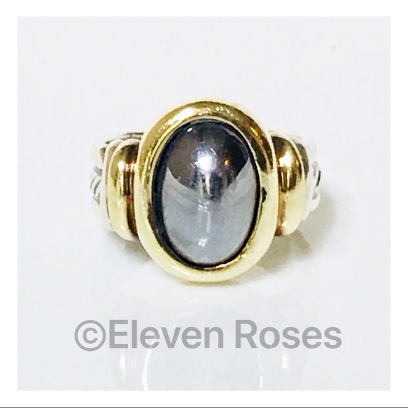 David Yurman Sterling 14k Oval Hematite Ring - Picture 7 of 7